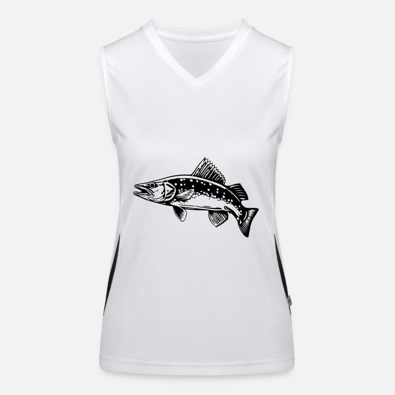 Pike Fish Silhouette Women's Functional Contrast Tank Top