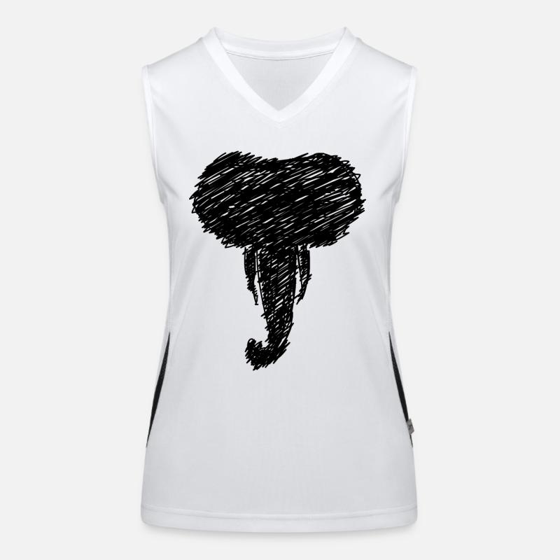 Elefant Kopf Tier Zeichnung Scribble Geschenk Funktionelles Kontrast-Tank Top für Frauen