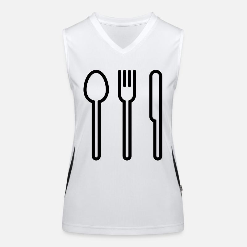 Löffel, Gabel und Messer Funktionelles Kontrast-Tank Top für Frauen