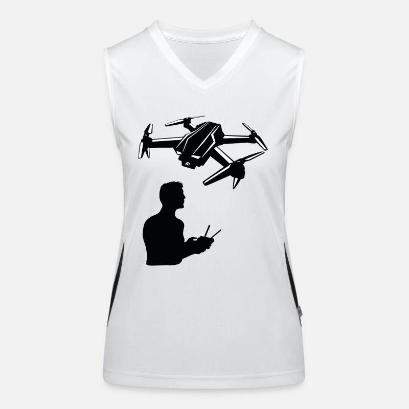 Drone man with remote control Women's Functional Contrast Tank Top