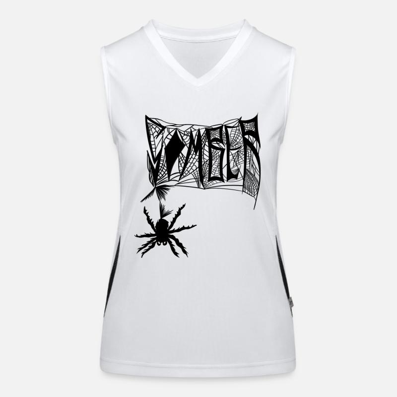 Grafikmarke Somber Spider Web Farbe Schwarz Funktionelles Kontrast-Tank Top für Frauen