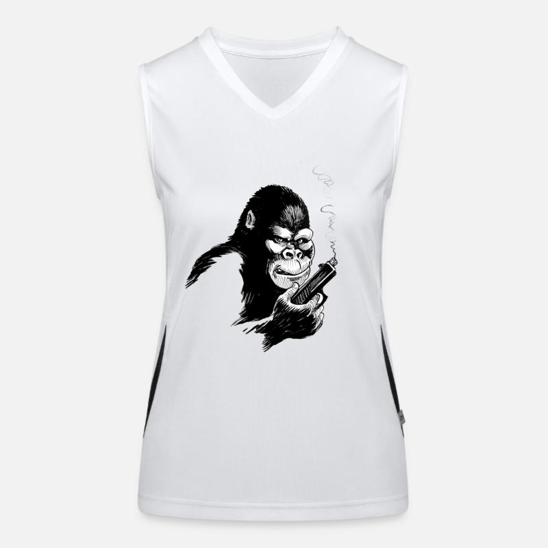 Monkey - Women's Functional Contrast Tank Top - white/black