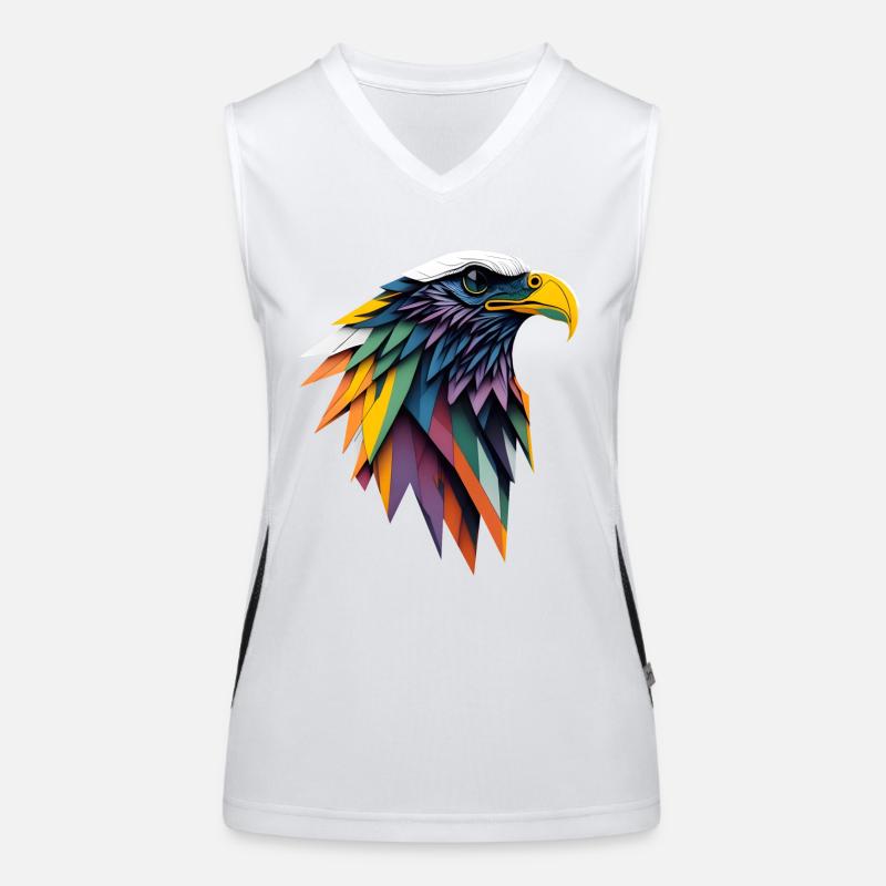 Polygonal Eagle Head Women's Functional Contrast Tank Top