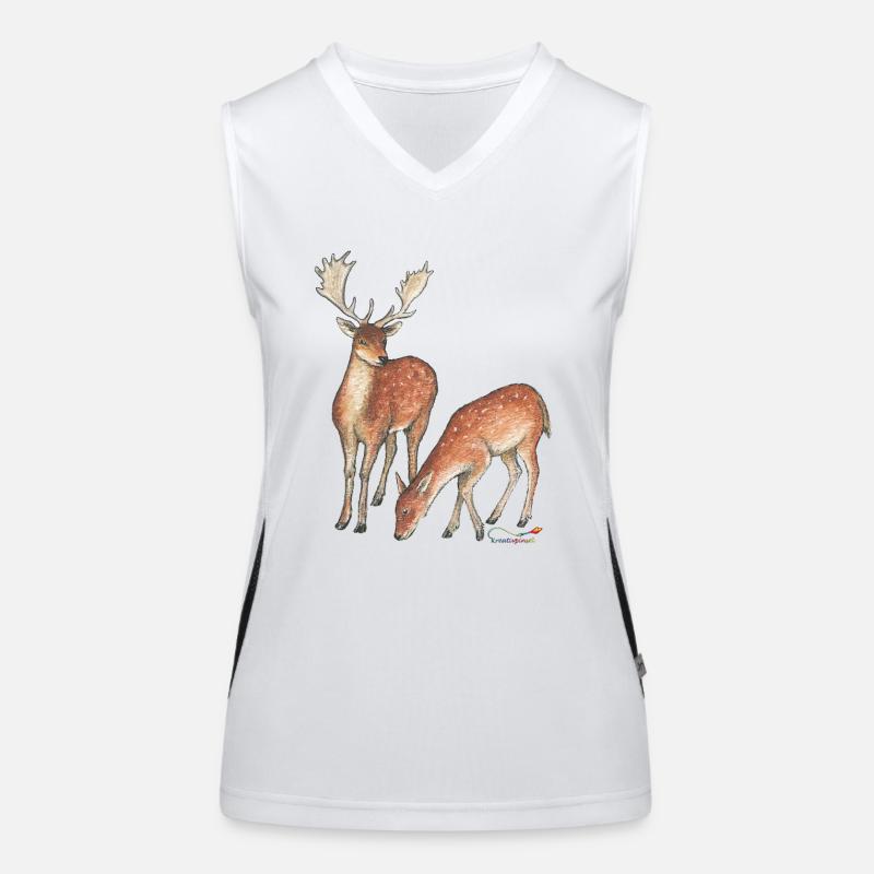 Fallow deer and doe Women's Functional Contrast Tank Top