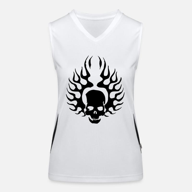 Burning Skull Funktionelles Kontrast-Tank Top für Frauen
