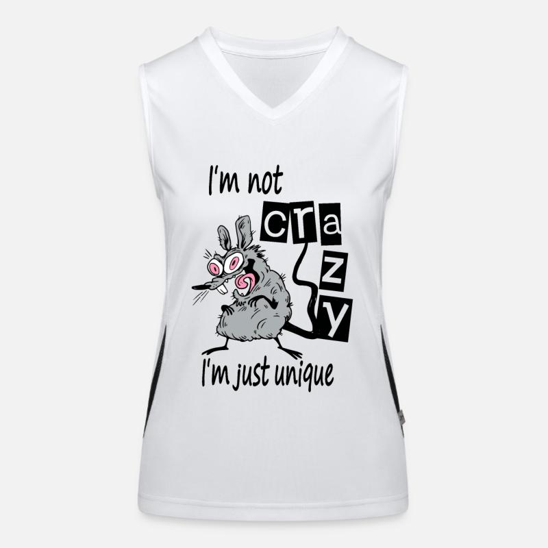 I'm not crazy I'm just unique, Weird Mouse Women's Functional Contrast Tank Top