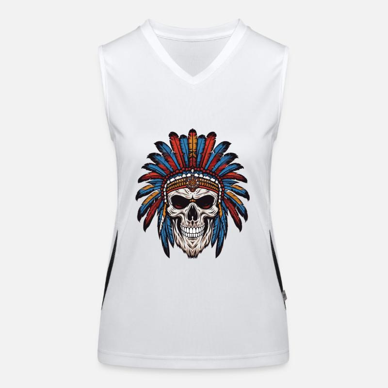 Apache Indian Chief Skull Women's Functional Contrast Tank Top