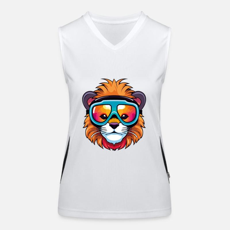 Ski Löwe Snowboarder Comic Funktionelles Kontrast-Tank Top für Frauen