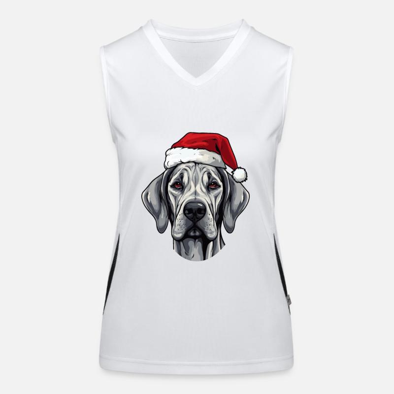 Great Dane Dog Head Christmas Portrait Women's Functional Contrast Tank Top