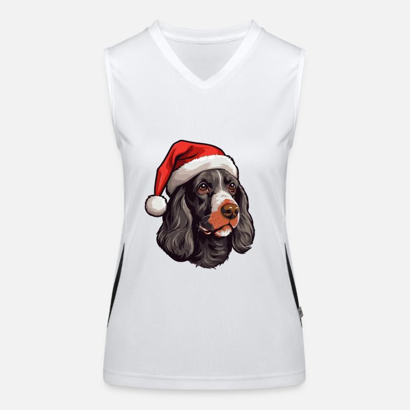 Cocker Spaniel Dog Head Christmas Portrait Women's Functional Contrast Tank Top