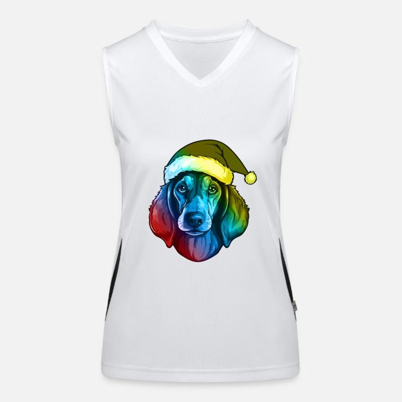 Dackel Hund Kopf Weihnachten Bunt Funktionelles Kontrast-Tank Top für Frauen