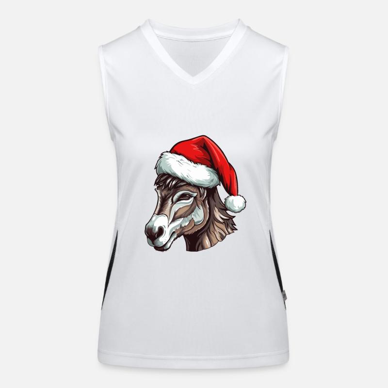 Tête d’animal de Noël d’âne Débardeur respirant contrasté Femme