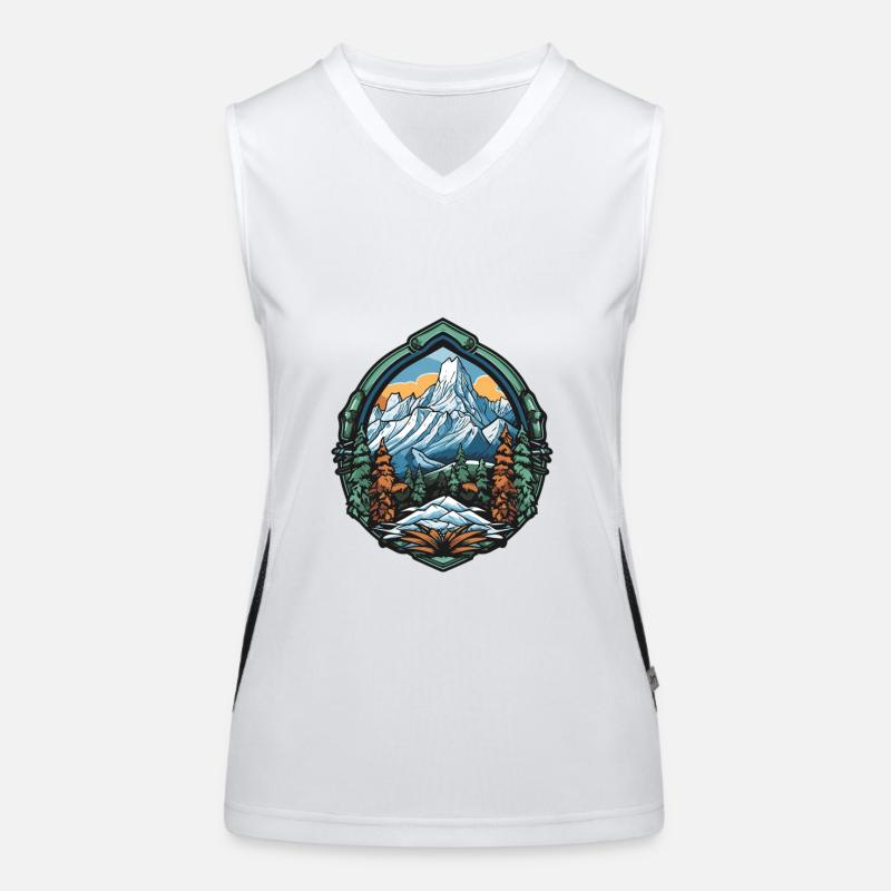 Berge Symbol Icon Wappen Funktionelles Kontrast-Tank Top für Frauen