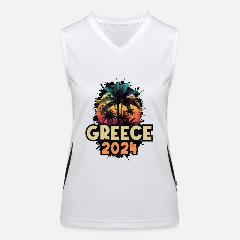 Greece 2024 Urlaub Spruch Funktionelles Kontrast-Tank Top für Frauen