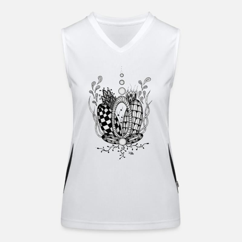 Tangle Type: Floral Design with Geometric Shape Women's Functional Contrast Tank Top