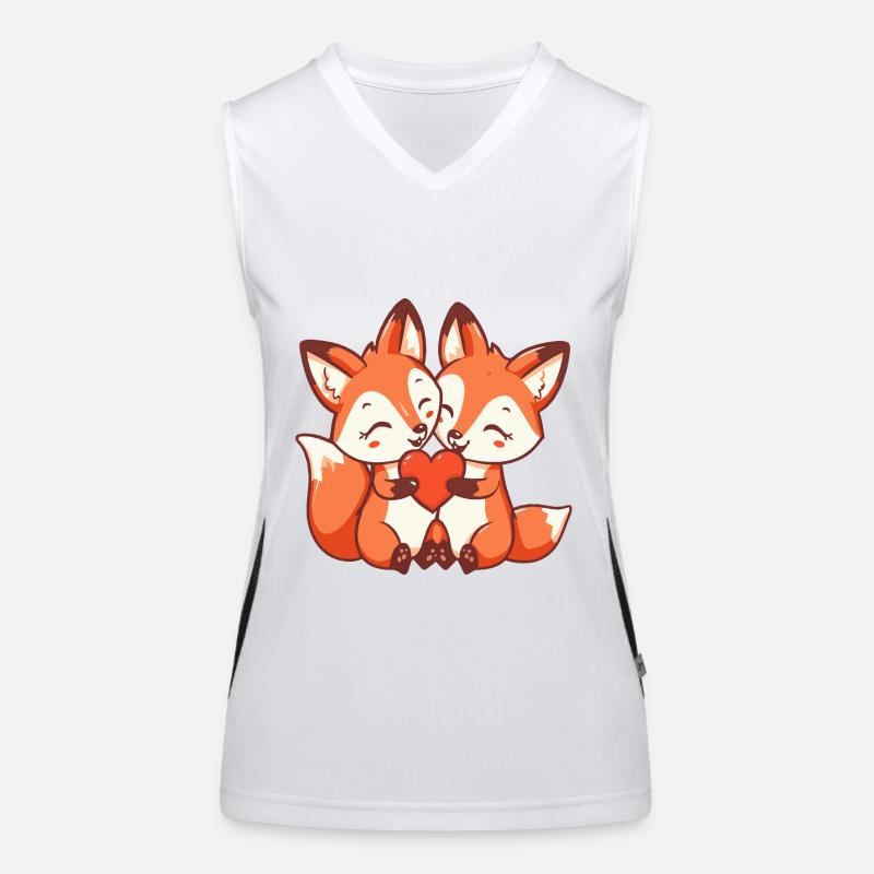 Fuchs Comic Paar Liebe Funktionelles Kontrast-Tank Top für Frauen
