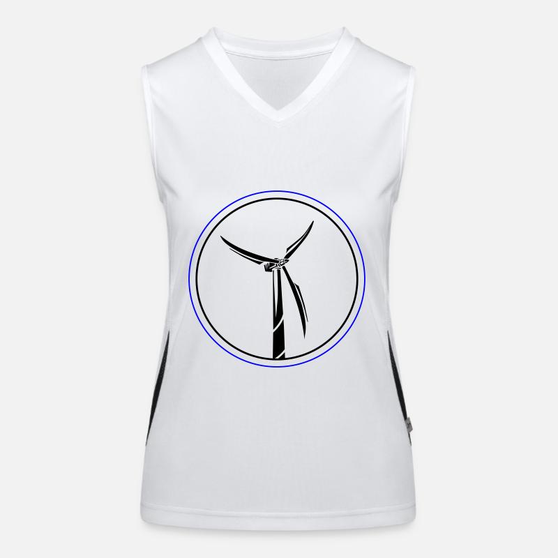 Wind Power Symbol Wind Turbine Women's Functional Contrast Tank Top