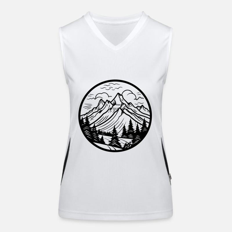 Mountains Symbol Silhouette Women's Functional Contrast Tank Top