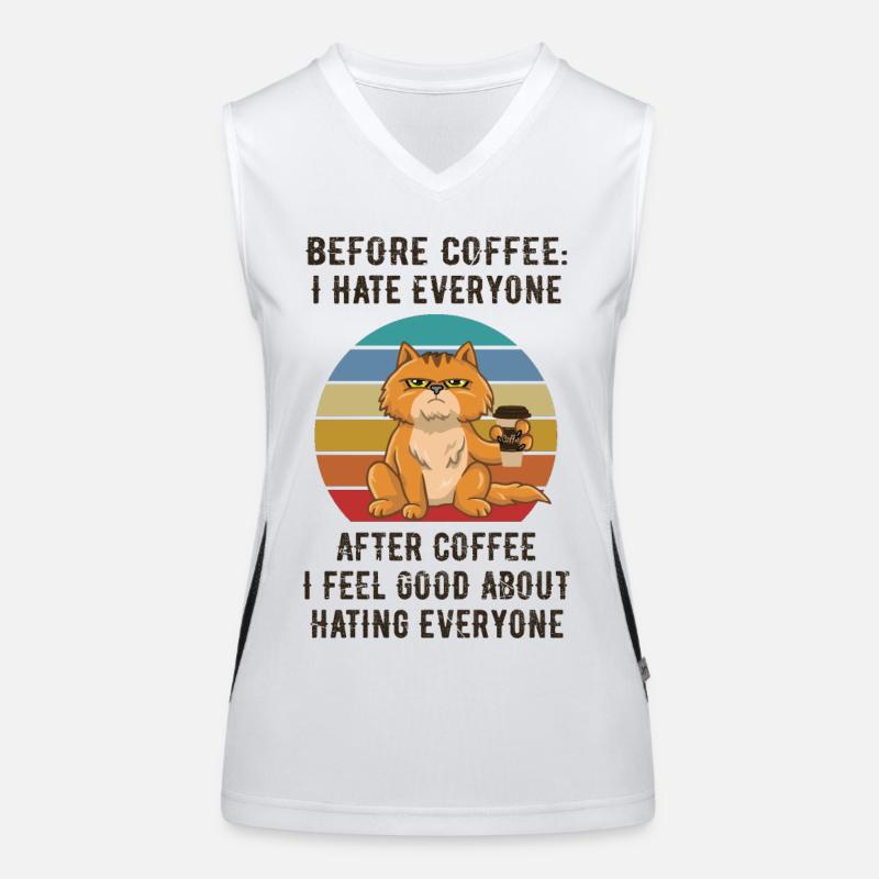 Before Coffee, I hate everyone. Funktionelles Kontrast-Tank Top für Frauen
