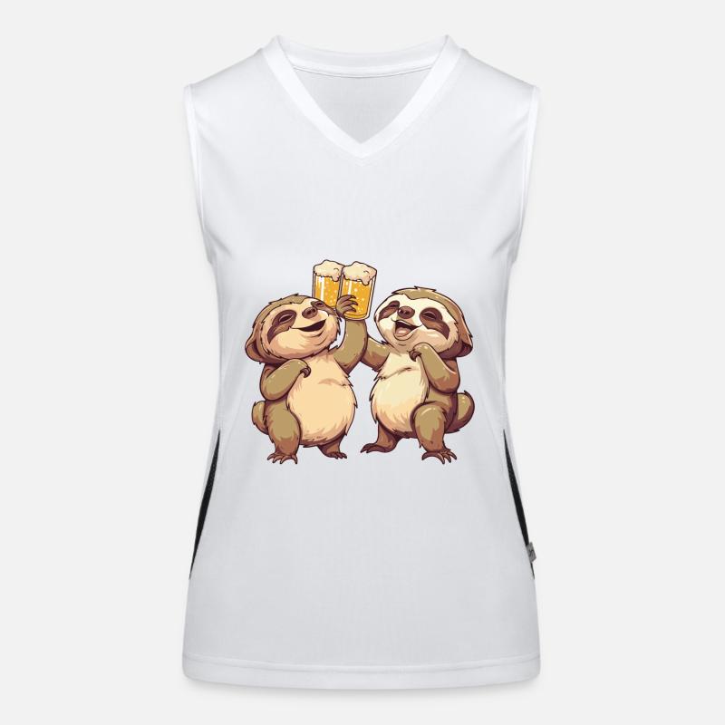 Faultier Bier Lustig Party Funktionelles Kontrast-Tank Top für Frauen