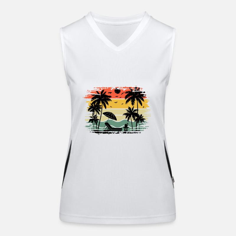 Sunset beach summer gift beach retro Women's Functional Contrast Tank Top