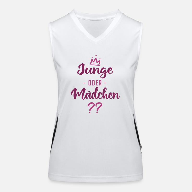 Junge oder Mädchen? Schwanger - Schwangerschaft Funktionelles Kontrast-Tank Top für Frauen