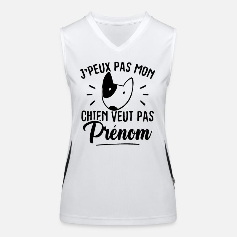 J'peux pas mon chien veut pas prénom Débardeur respirant contrasté Femme