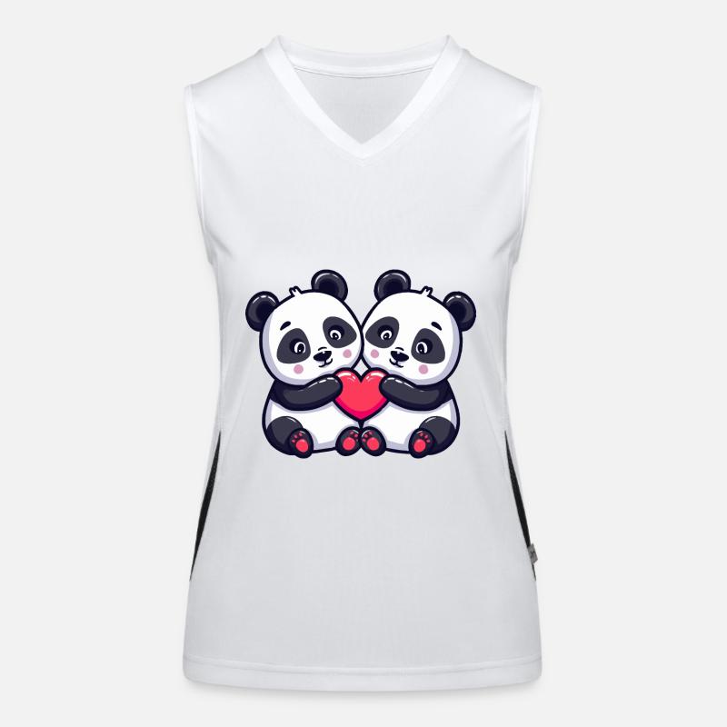 Panda Bande Dessinée Couple Amour Débardeur respirant contrasté Femme
