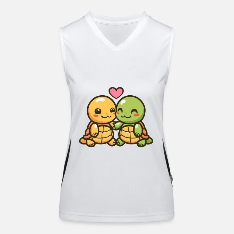 Turtle Comic Couple Love Women's Functional Contrast Tank Top