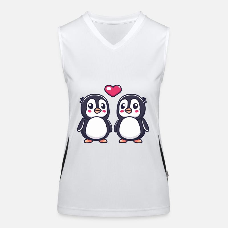 Penguin Comic Couple Love Women's Functional Contrast Tank Top