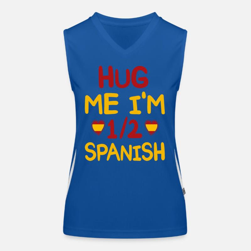 Spanischer Humor Ich bin halber Spanier Funktionelles Kontrast-Tank Top für Frauen