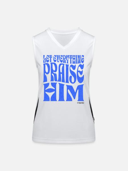 Christentum Christlicher Bibelvers - Funktionelles Kontrast-Tank Top für Frauen - Weiß/Schwarz - Vorne
