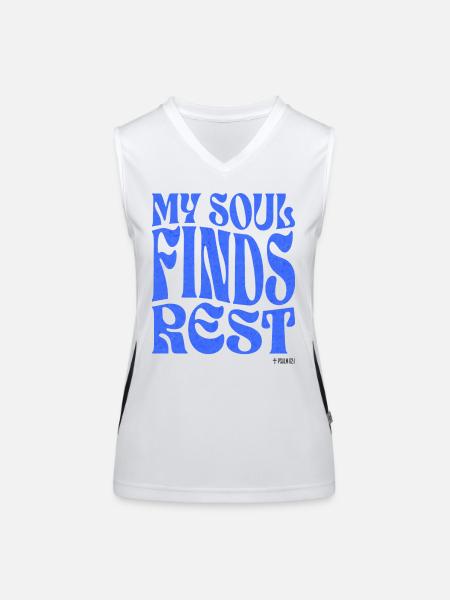 Christentum Christlicher Bibelvers - Funktionelles Kontrast-Tank Top für Frauen - Weiß/Schwarz - Vorne
