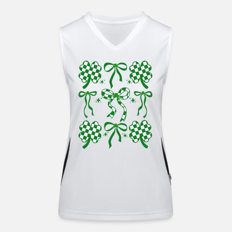 Checkered Clover Bow St. Patrick's Day Women's Functional Contrast Tank Top