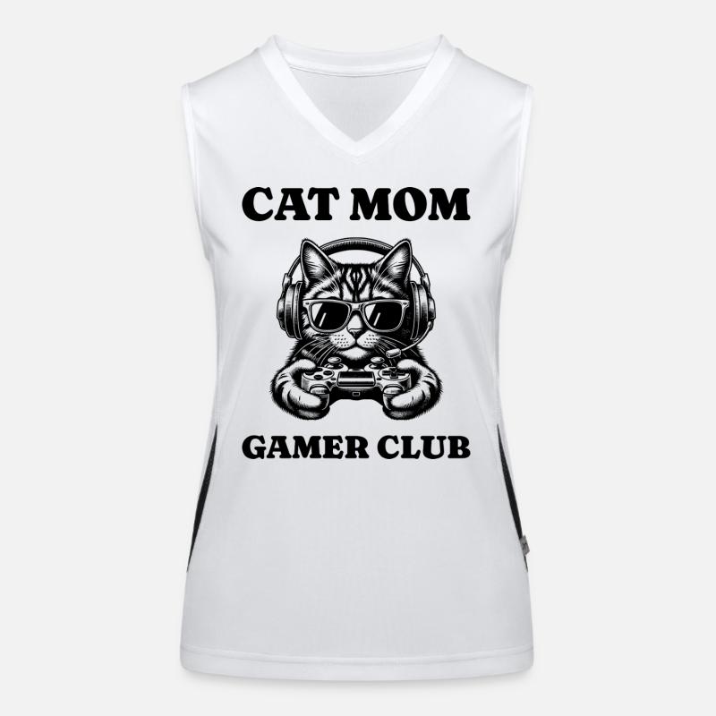 Chat Joueuse Chat Maman Gameuse Débardeur respirant contrasté Femme