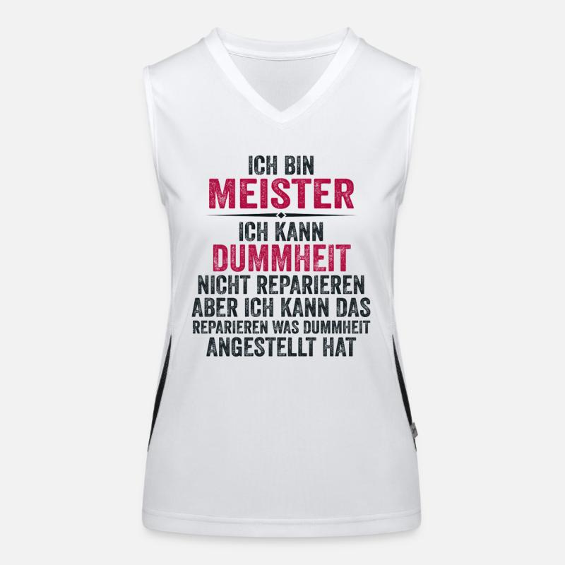 Lustiger Meister Spruch Geschenk Funktionelles Kontrast-Tank Top für Frauen