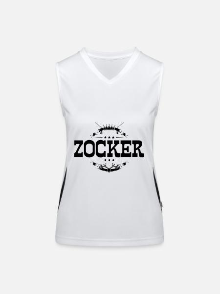 Zocker Gamer - Funktionelles Kontrast-Tank Top für Frauen - Weiß/Schwarz - Vorne