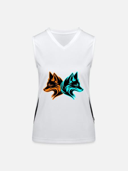 Fox Animal - Women's Functional Contrast Tank Top - white/black - Front