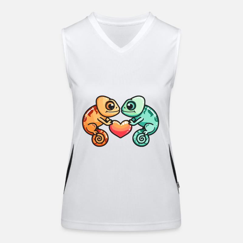 Chameleon Paar Verliebt Tier Valentinstag Funktionelles Kontrast-Tank Top für Frauen