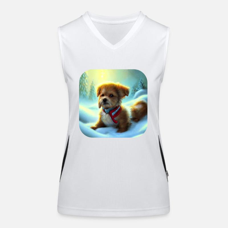 Weihnachts Hund Welpe Funktionelles Kontrast-Tank Top für Frauen