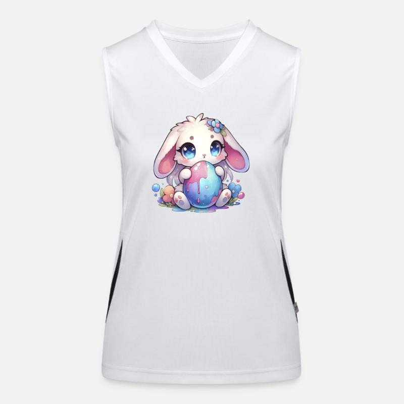 Schöner Chibi-Hase mit Blumen Funktionelles Kontrast-Tank Top für Frauen