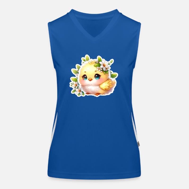 Sweet Easter Chick With Spring Flowers Women's Functional Contrast Tank Top