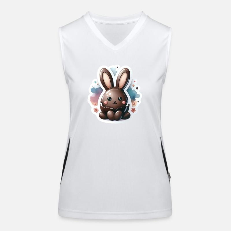 Chibi-Schokoladenhase mit Aquarellhintergrund Funktionelles Kontrast-Tank Top für Frauen
