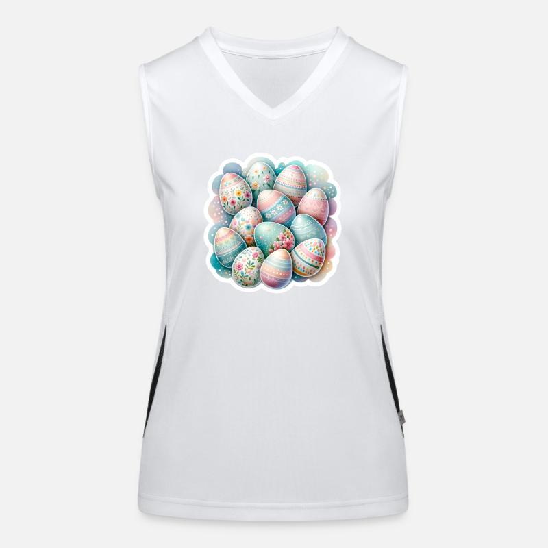 A Set of Cute Watercolored Easter Eggs Women's Functional Contrast Tank Top