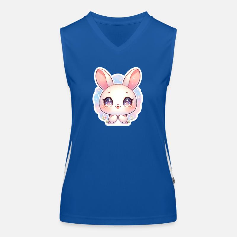 Lapin de Pâques mignon avec de grands yeux violets Débardeur respirant contrasté Femme