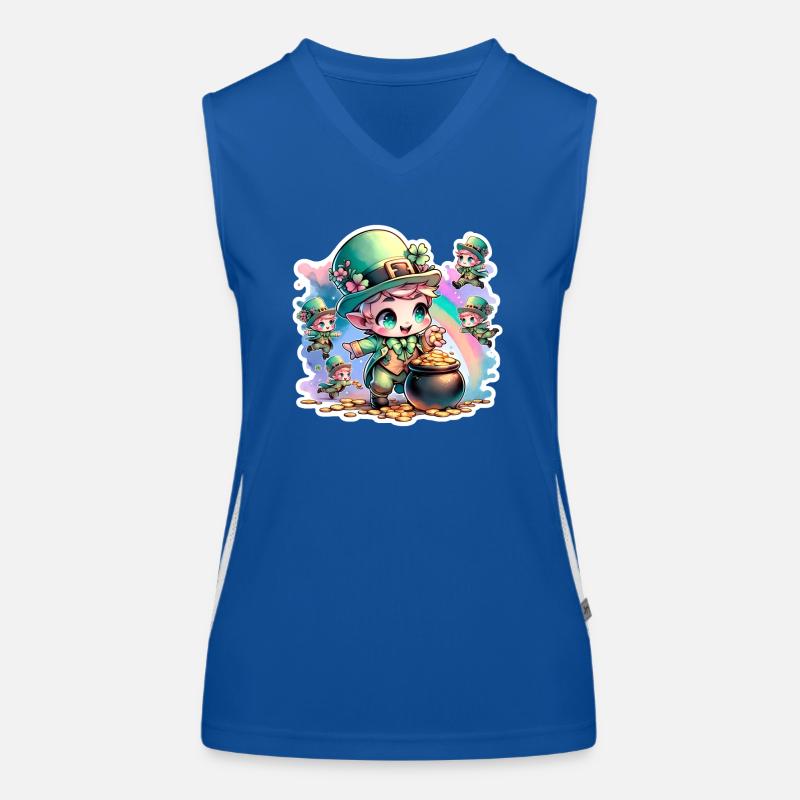 St. Patrick's Day Chibi Kobolde Funktionelles Kontrast-Tank Top für Frauen