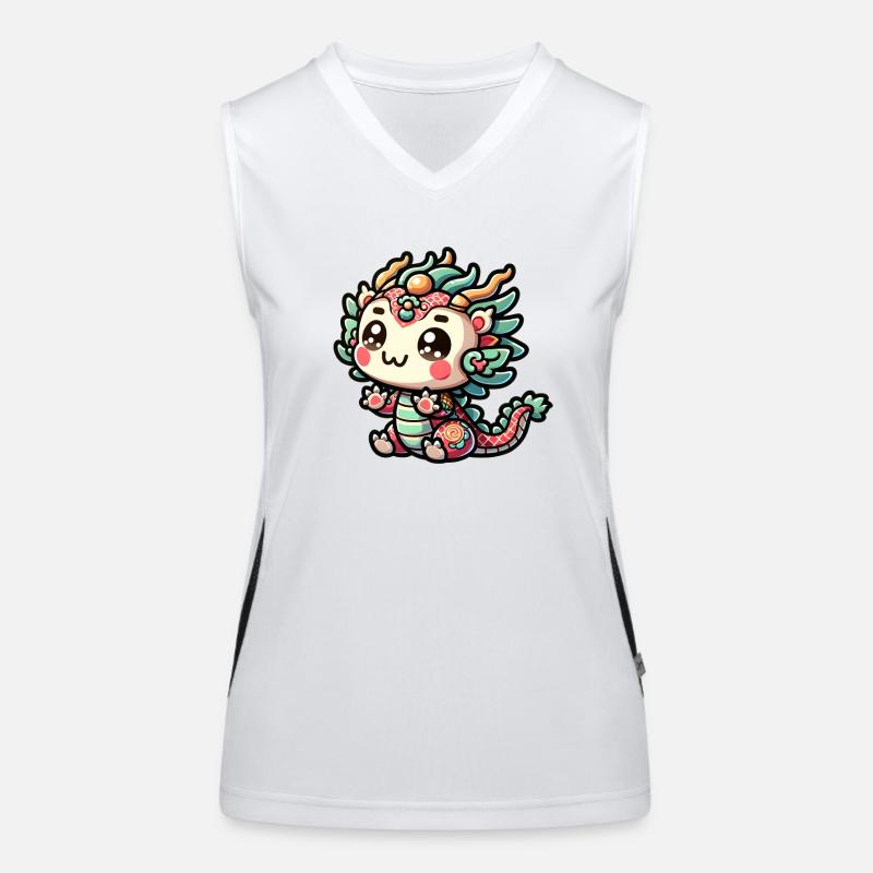 Ein süßer Chibi-Drache zum chinesischen Neujahrsfest Funktionelles Kontrast-Tank Top für Frauen