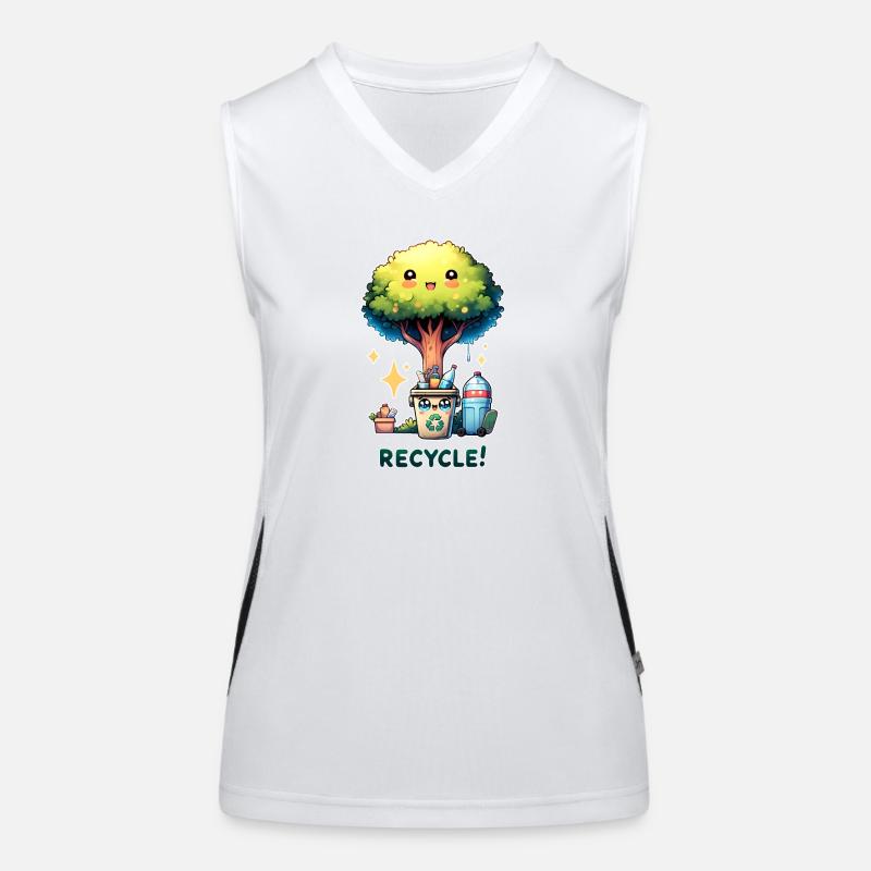 Chibi Niedlicher Baum mit Papierkorb Earth Day recyceln Funktionelles Kontrast-Tank Top für Frauen