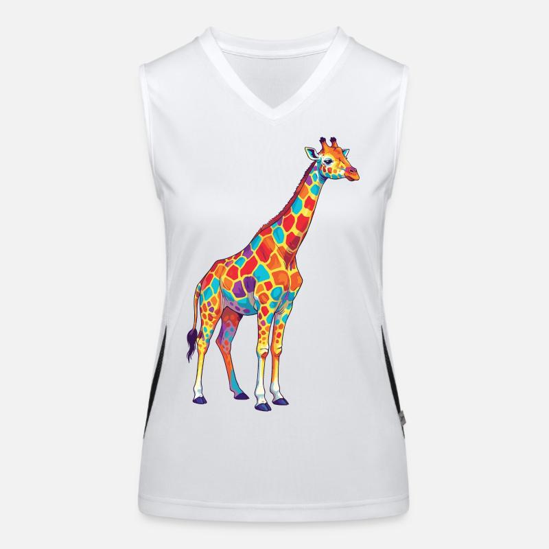 Bunte Giraffen-Regenbogen-Pop-Art-Aquarell Funktionelles Kontrast-Tank Top für Frauen