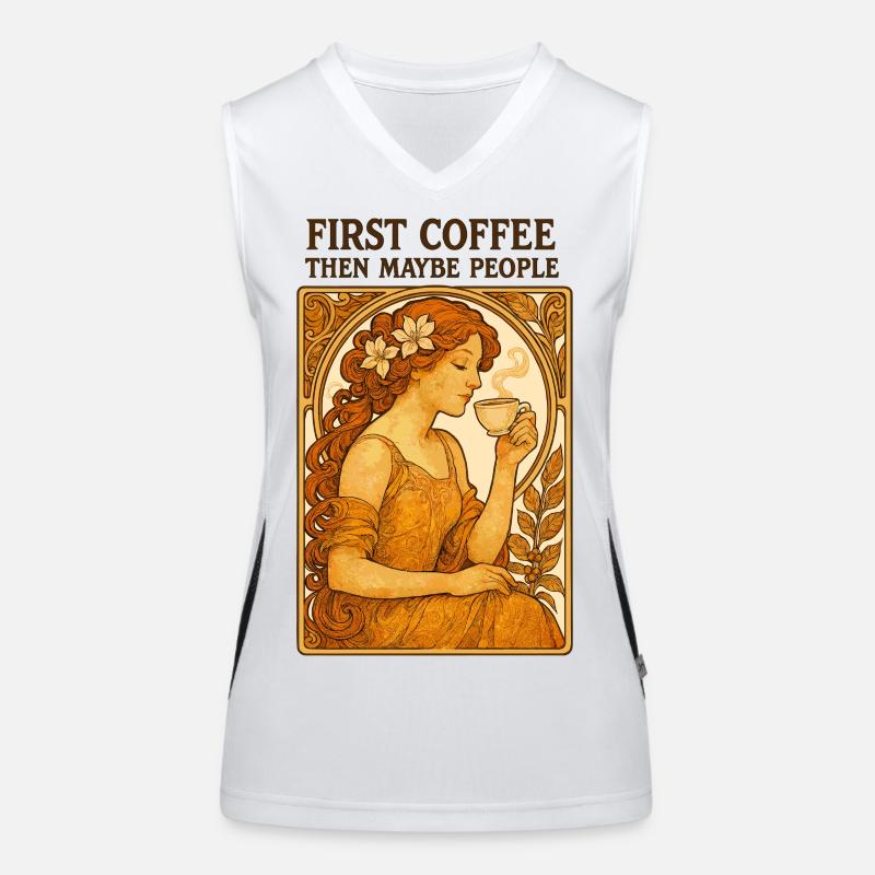 Erst Kaffee Dann Menschen Vintage Pin-Up Geschenk Funktionelles Kontrast-Tank Top für Frauen